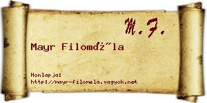 Mayr Filoméla névjegykártya